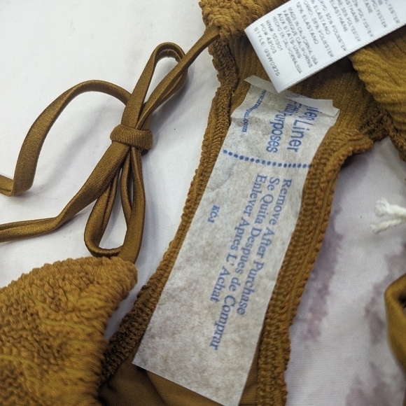 Good American Swim Bottom Women Bronze Brown Crinkle Tiny Ties Bikini - Picture 11 of 12